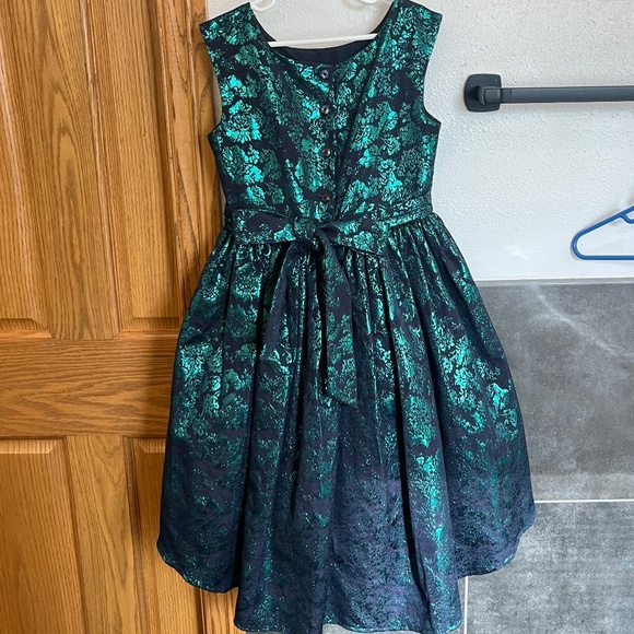 Pippa & Julie Green Metallic Holiday Christmas Party Dress Size 8 - Picture 9 of 9